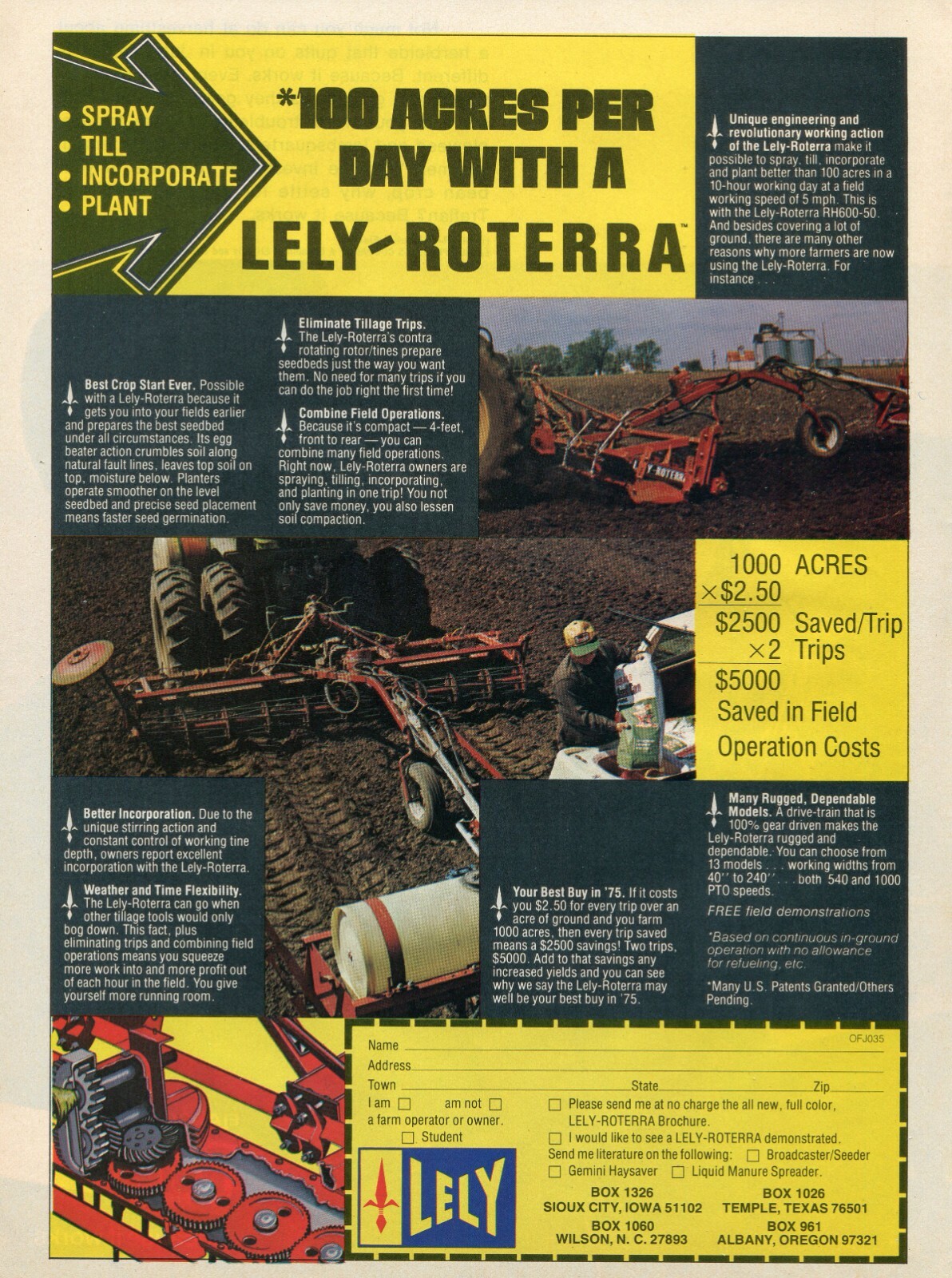 1975 Print Ad of Lely Roterra Farm Tractor Plow