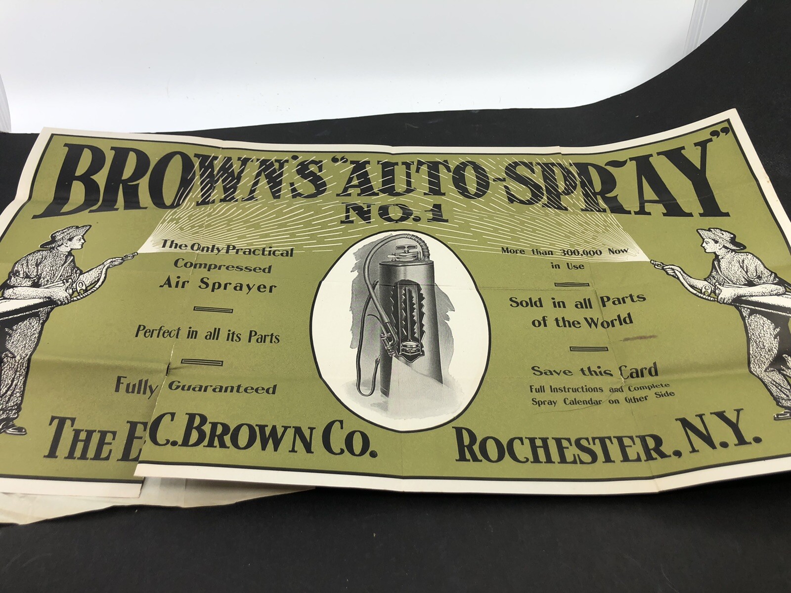 Large ADVERTISING POSTER 1913 Rochester, NY-E.C. BROWN Co SPRAY PUMP LETTERHEAD