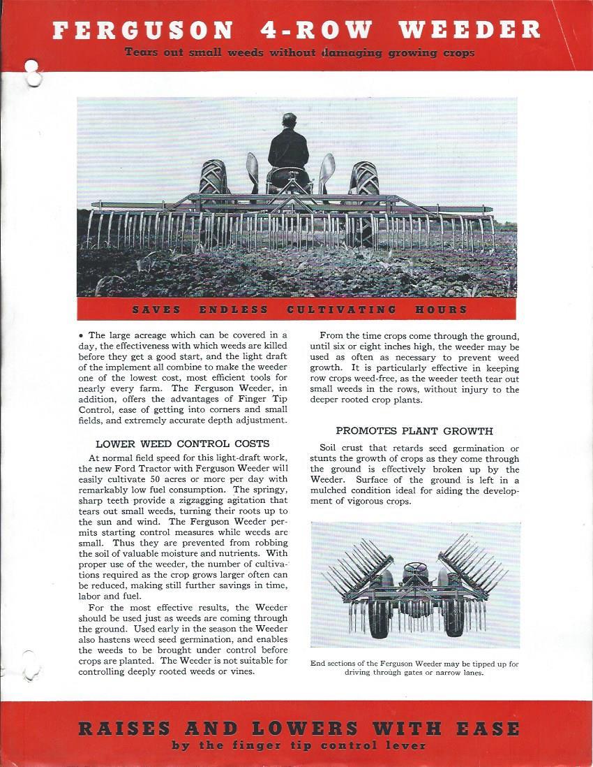 Farm Implement Brochure – Harry Ferguson – M-KO-21 – 4-Row Weeder (F3175)