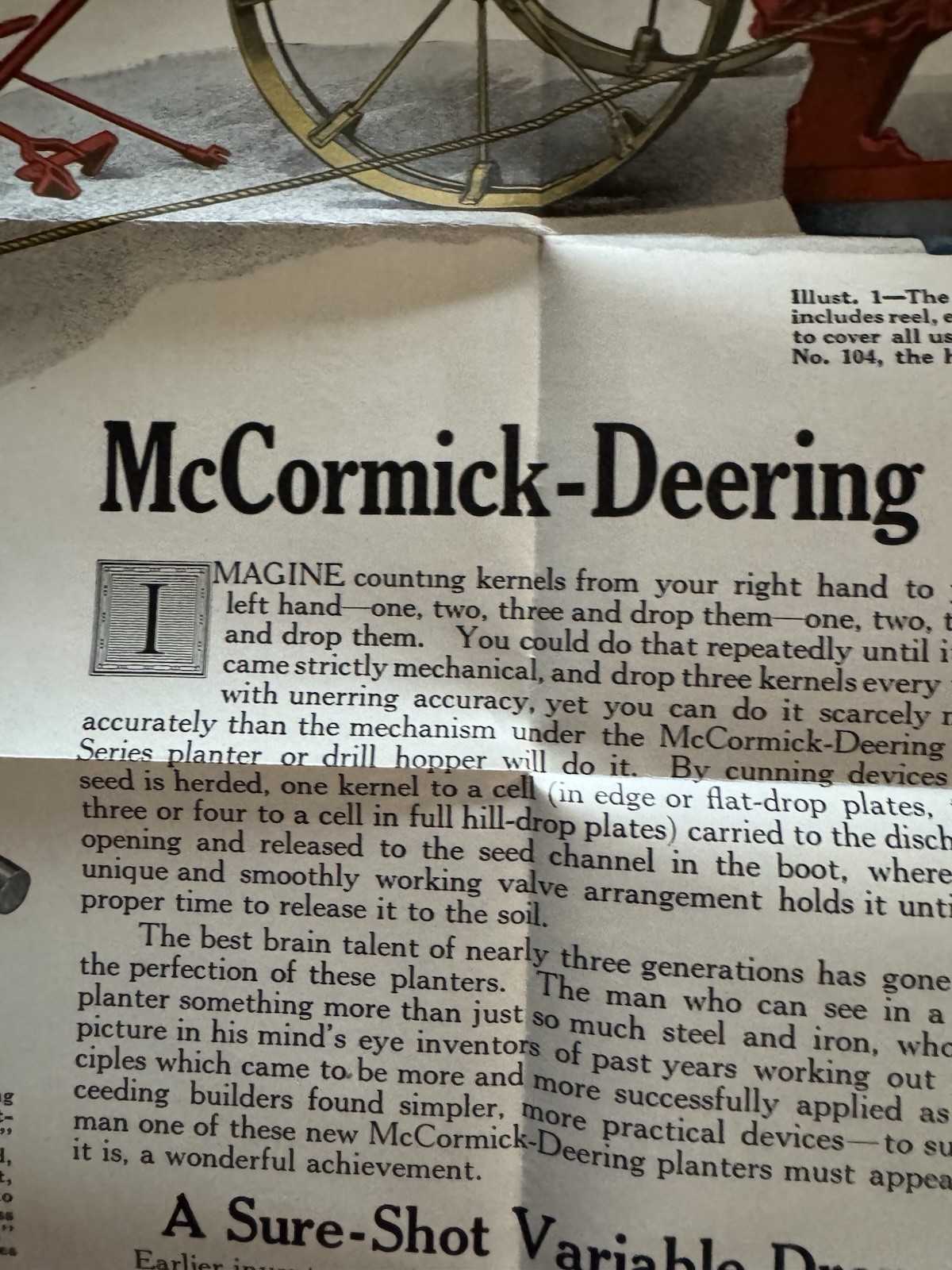 McCormick Searing 1831 1931 Corn Planter Brochure Color Illus Fold Out Farm