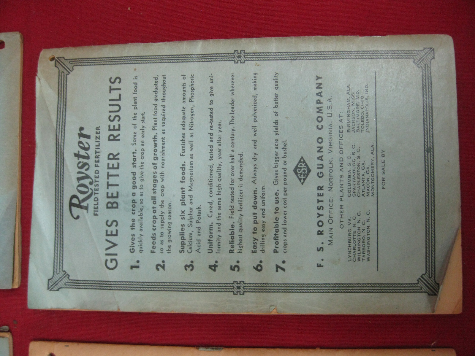 Unique Antique Lot of 4 Royster Ad Fertilizer Memo Notebooks 58,46,43,42 Years