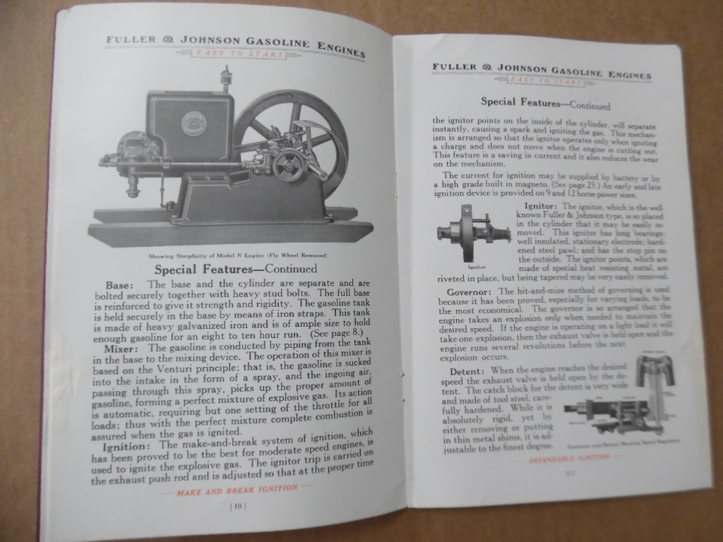 1920 Fuller & Johnson Model N Gasoline Engine Catalog Madison Wisconsin Antique