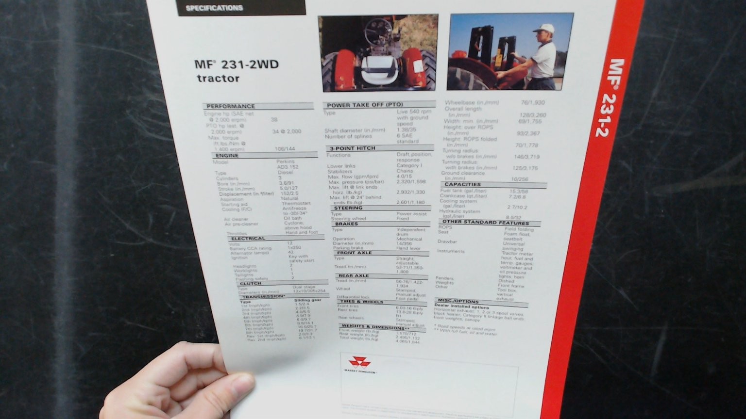 Massey Ferguson MF 231-2WD Tractor Vintage Brochure Red White 1970s
