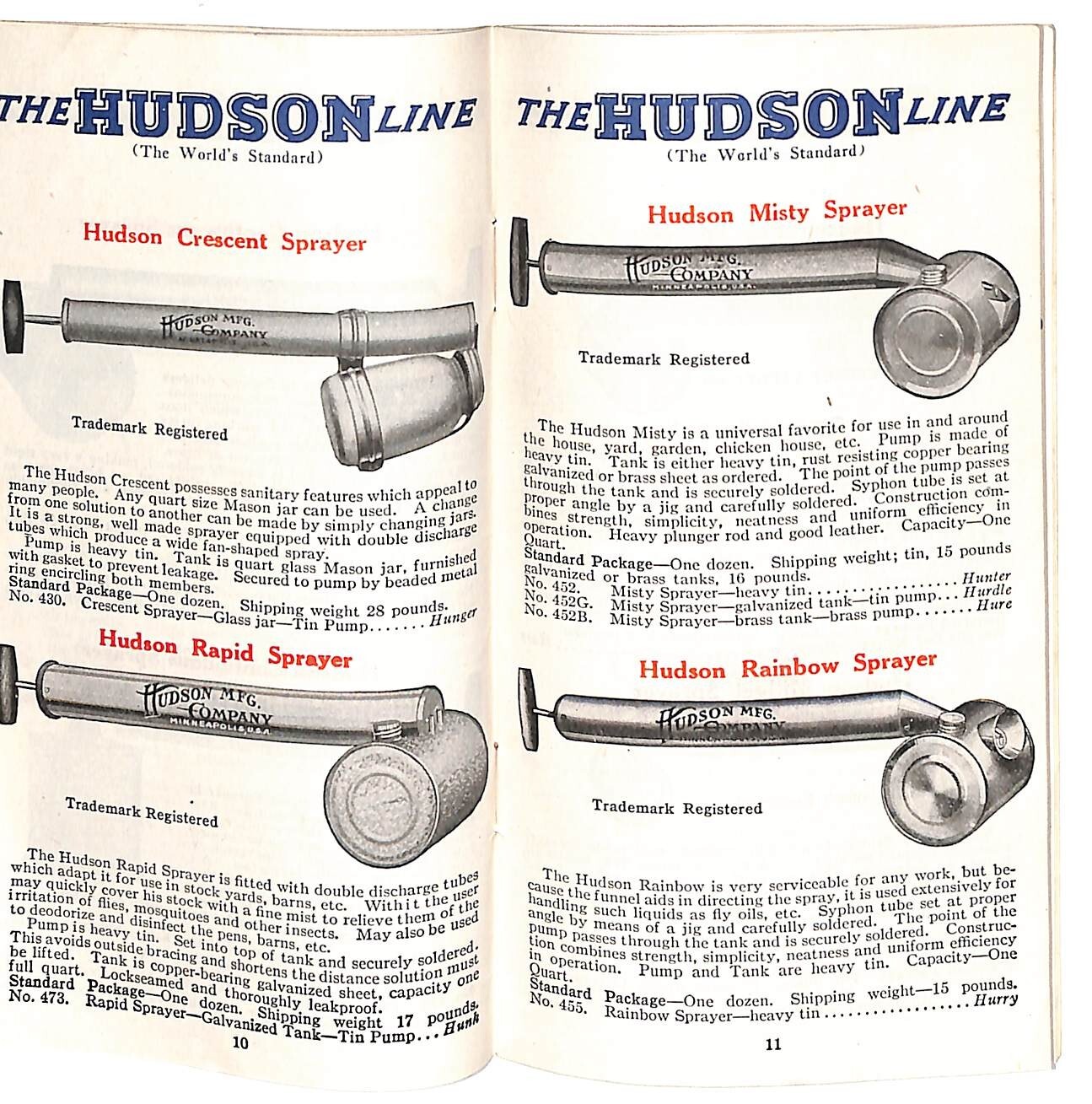 Hudson Sprayers Catalog Booklet 1926 44pp Illustrations Prices Part Nos. Scarce