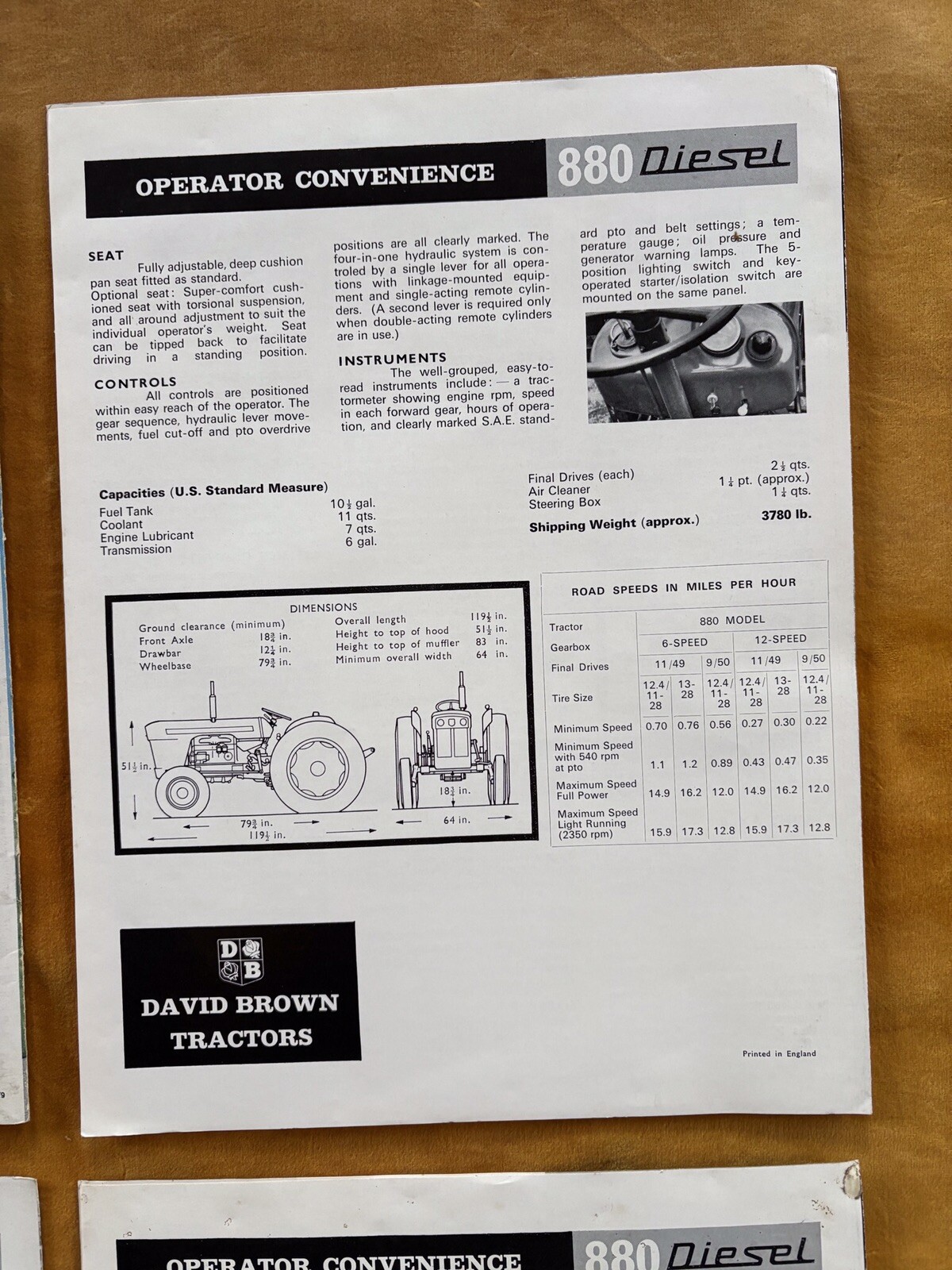 David Brown Diesel 990 880 Tractor Sales Brochure Lot of (4) 3-Plow 4-Plow