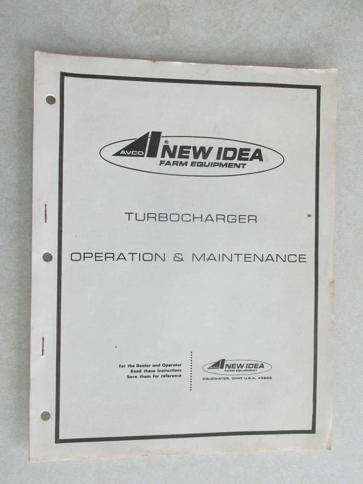 MBF18 Operators Manual AVCO New Idea Farm Equipment Turbocharger Operation Maint