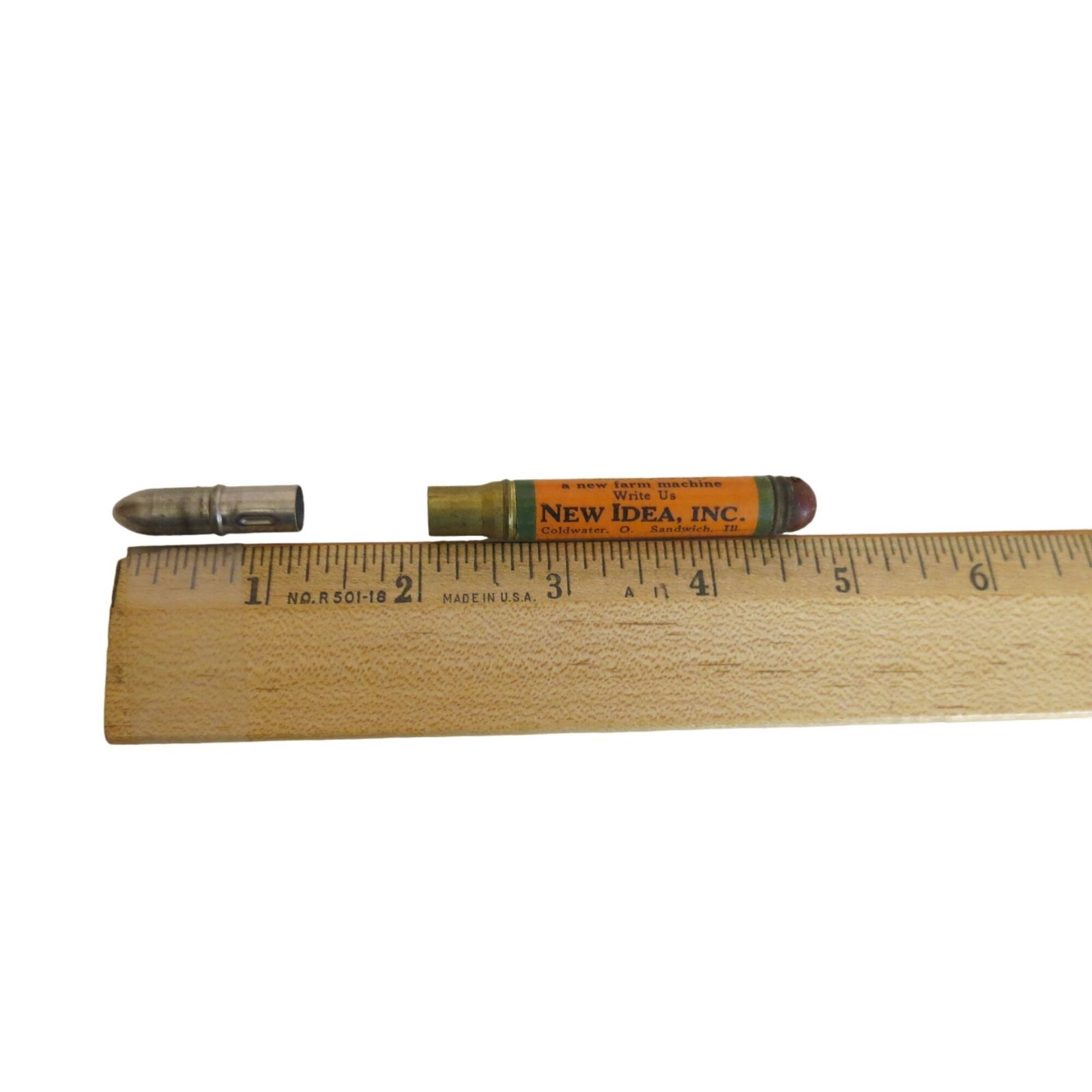 New Idea Farm Equipment Coldwater O. Sandwich Ill. Advertising Bullet Pencil VTG