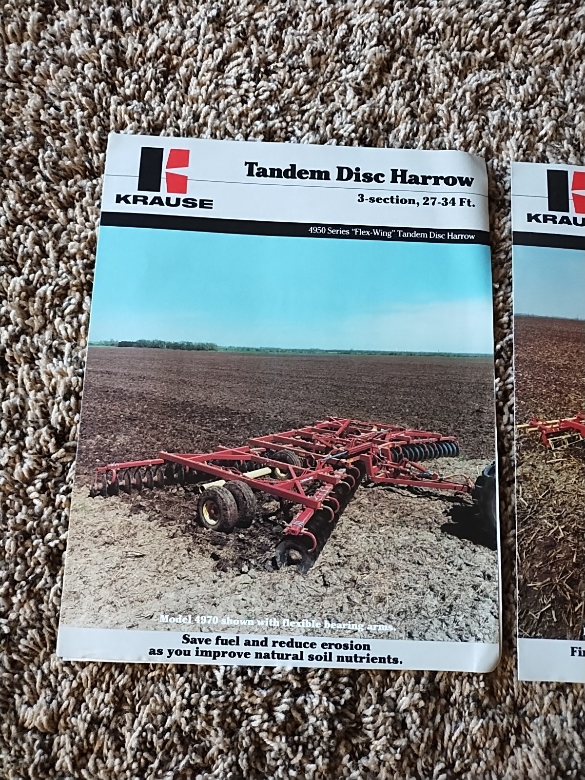 2 KRAUSE Tandem Disc 4950 Harrow 3 Section Landsman 3100 Flex Wing Brochure Ad