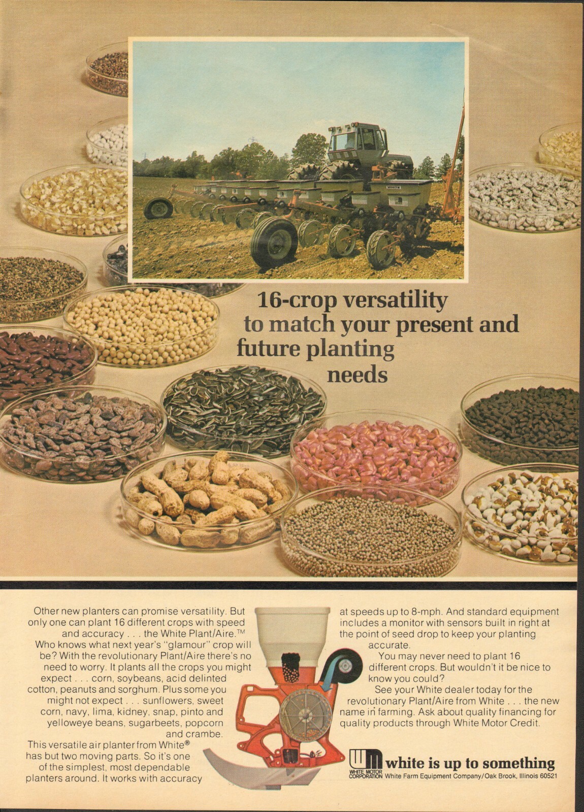 1975 XLARGE Print Ad of White Motor Corp Tractor Plant/Aire Planter
