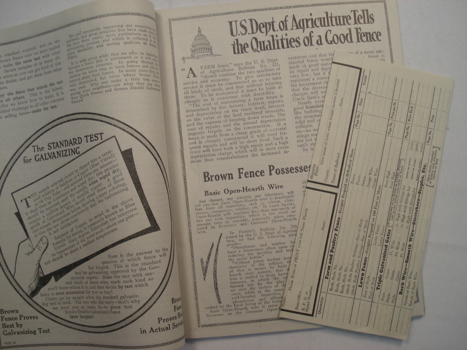 CATALOG BROWN FENCE & GATES DECEMBER 1919 CLEVELAND OHIO