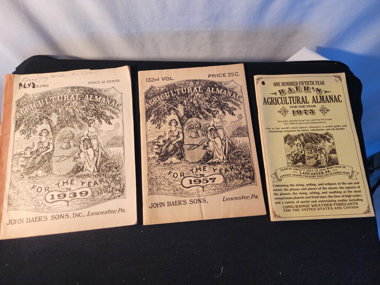 Vintage 1939/1957/1975 John Baers Sons Agricultural Almanac Lancaster Penn