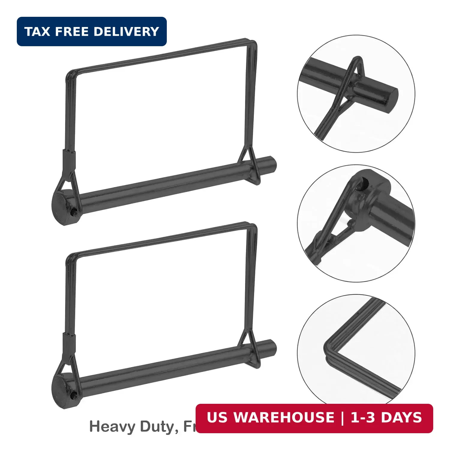 4 Pack 1/4 x 4 Inch Trailer Hitch Pin Black Heavy Duty Steel Trailer Coupler Pin