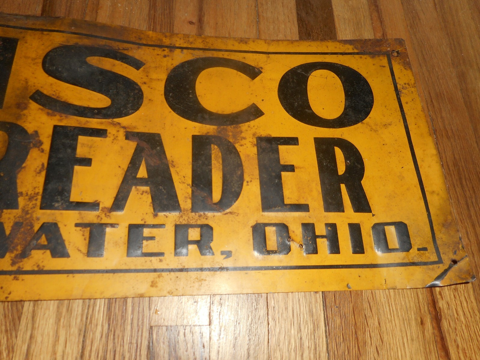 RARE Vintage NISCO NEW IDEA MANURE SPREADER Farm COLDWATER OHIO Advertising SIGN