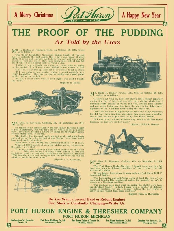 1915 Port Huron Engine & Thresher « As Told by Users » NEW METAL SIGN: 9×12&Prime;