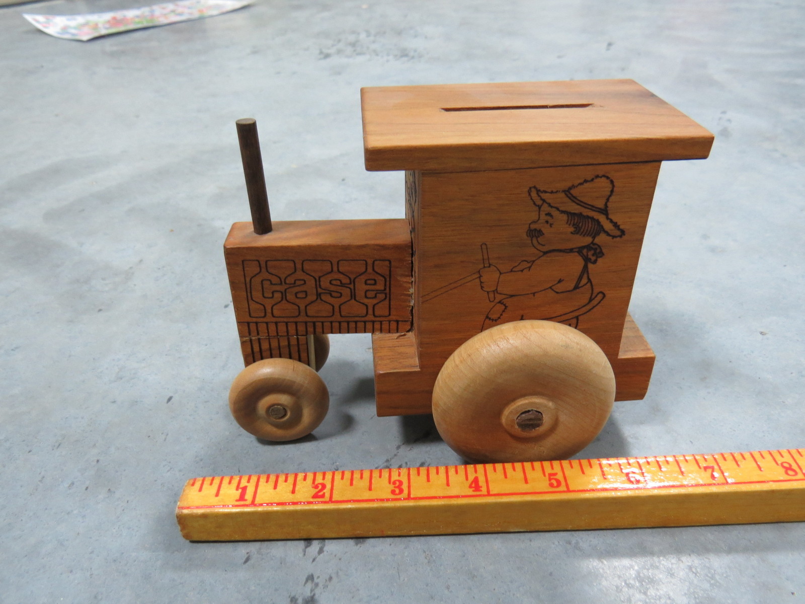 Vintage CASE Wooden Toy Tractor Bank 1977 Toystalgia Dealer Giveaway