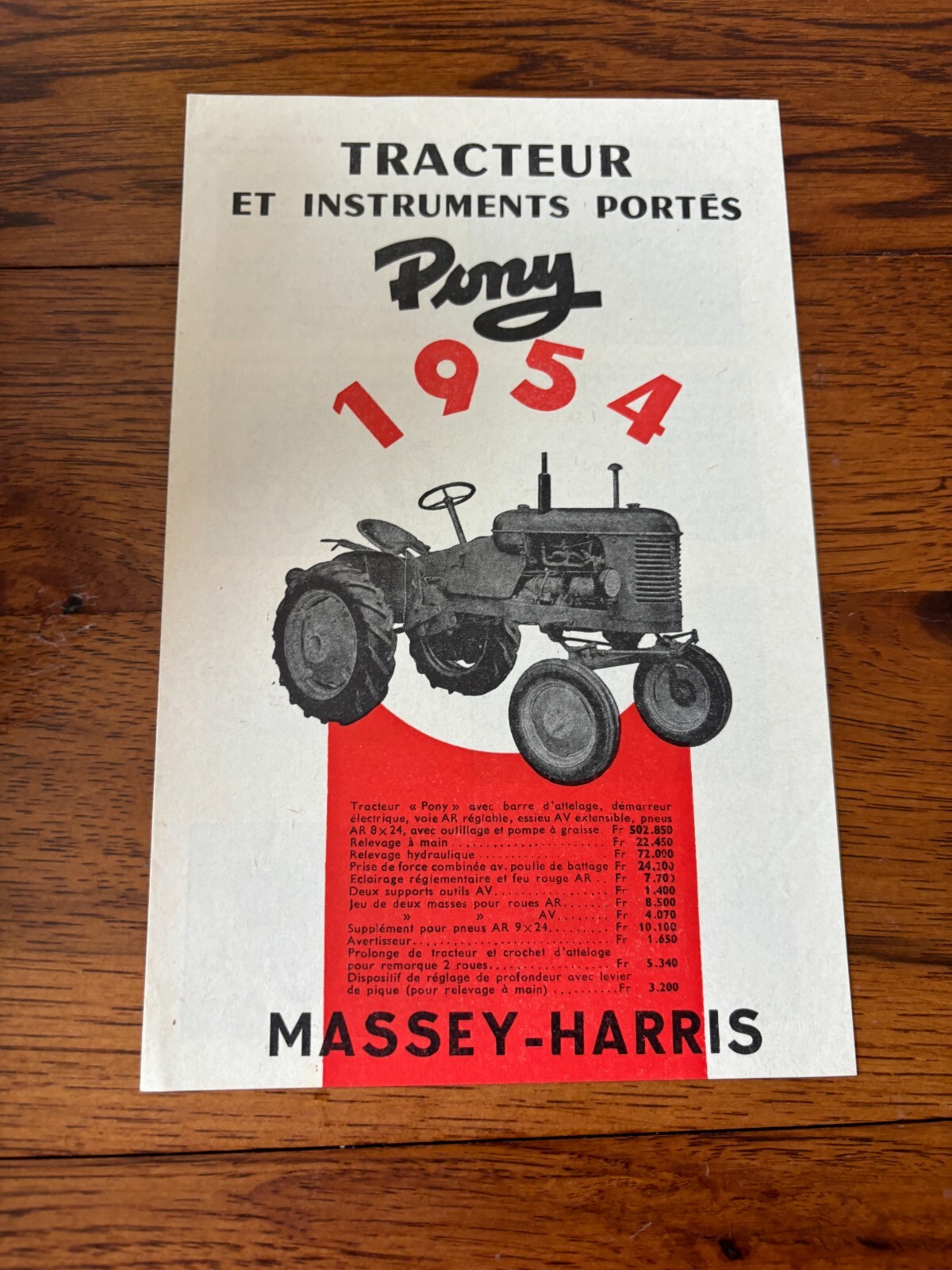 Massey Harris Pony Tractor in French Brochure FCCA24