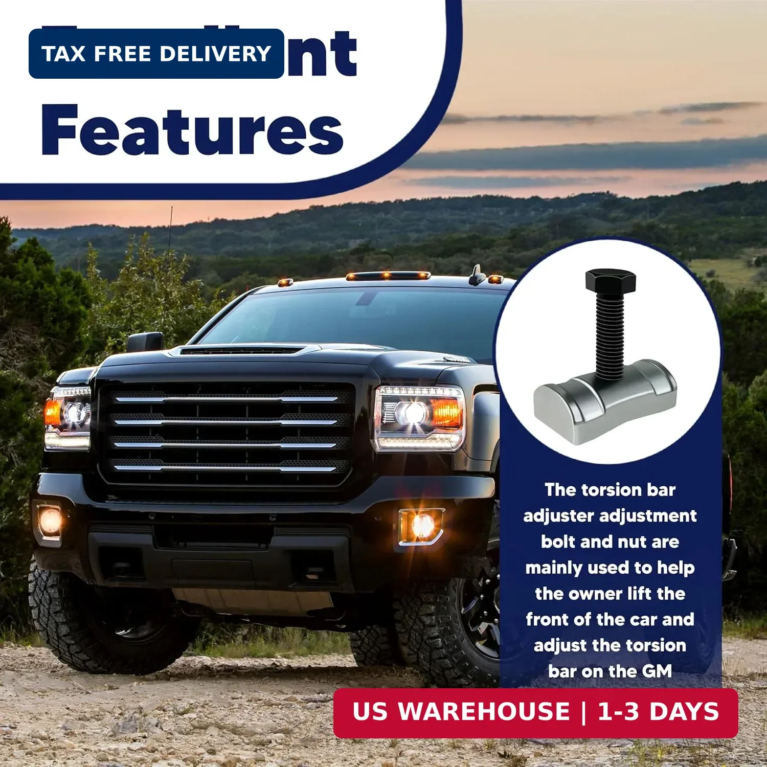 Torsion Bar Adjustment Bolt and Lock Nut Fit for Chevrolet Silverado Tahoe GMC S