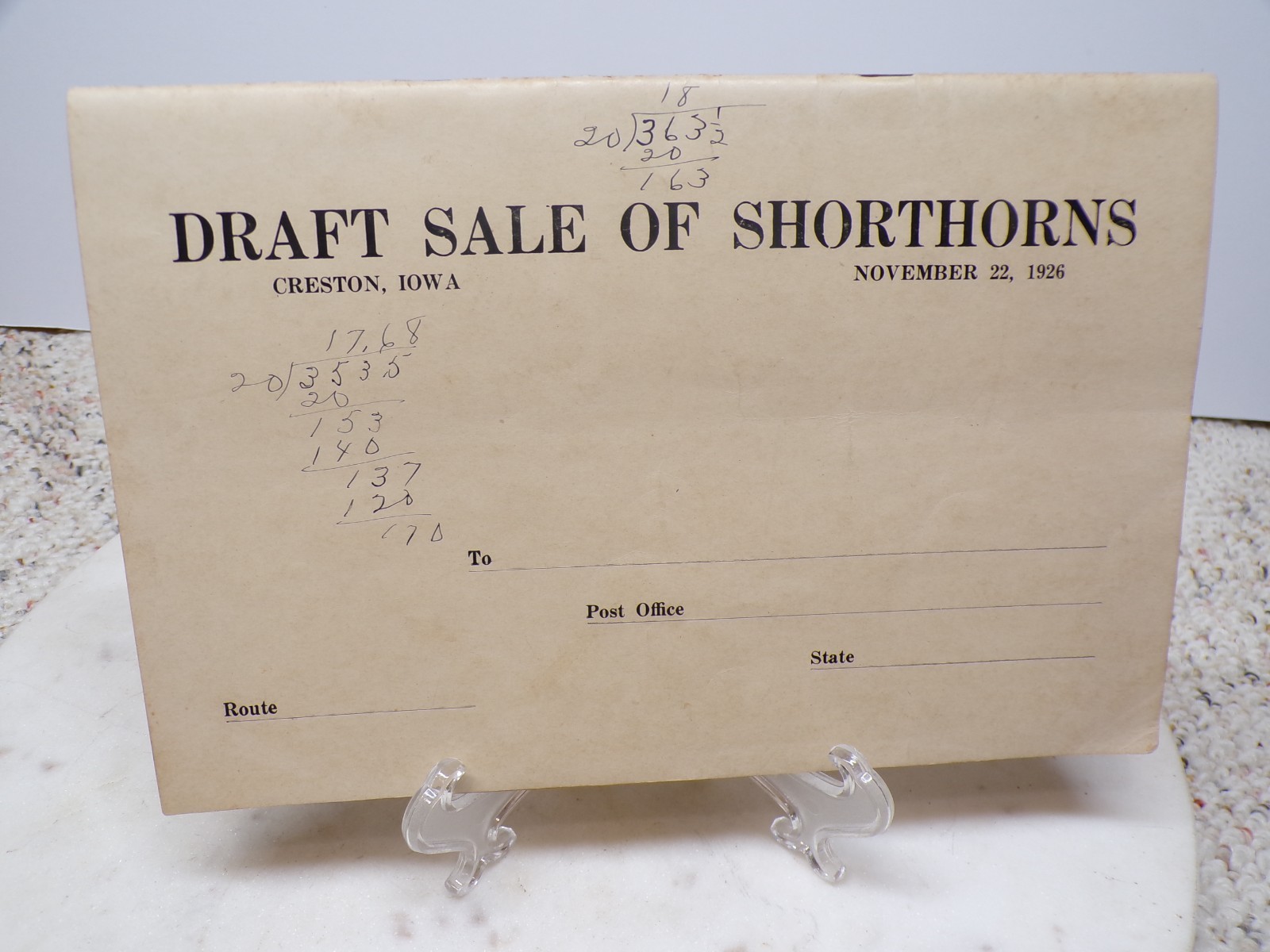 1926 Draft Sale Shorthorns Lucerne Farm Bliss Bros Diagonal Creston Iowa FAMILY?