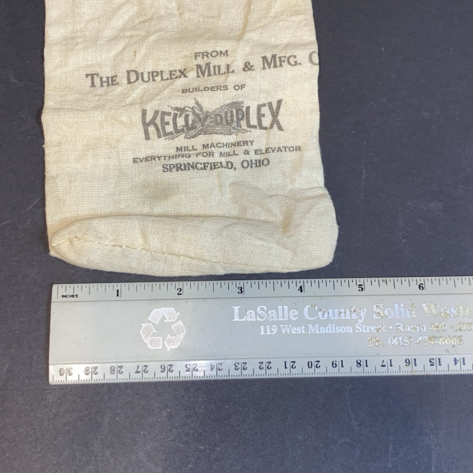 VTG Kelly Duplex The Duplex Mill & Mfg. Co. Cloth Sack 8 X 4.5 Inch Drawstring