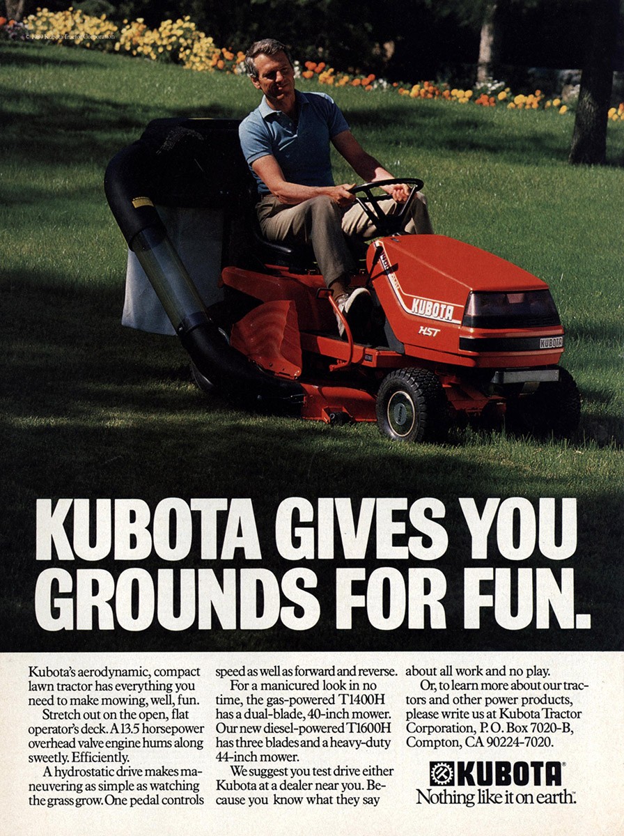 1988 Kubota Lawn Tractor: Grounds For Fun Vintage Print Ad