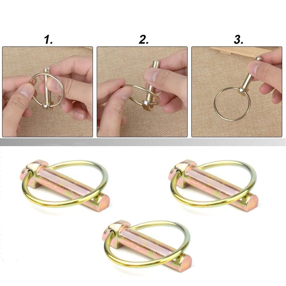6 PCS 7/16 Lynch Pin Assortment Kit Linch Pin with Ring Heavy Duty Lynch