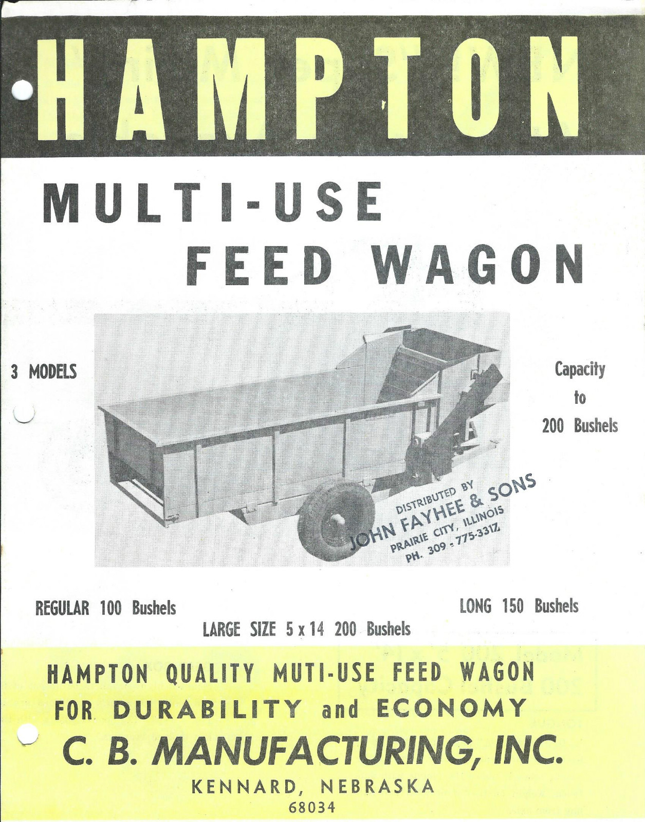 Farm Equipment Brochure – Hampton – 100 150 200 – Multi-Use Feed Wagon (F4083)