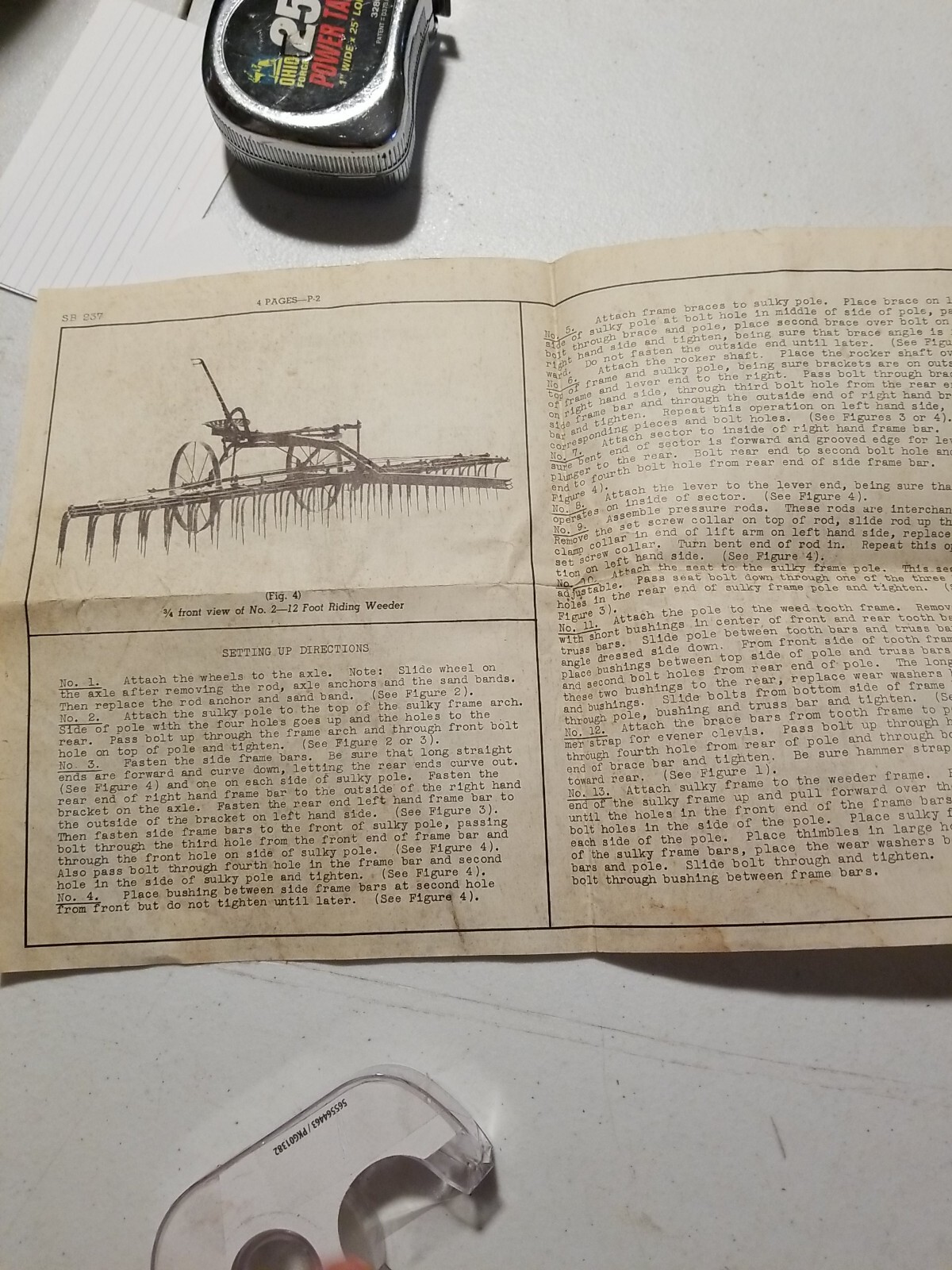 Vintage 1942 Oliver No. 2 Riding Weeder Instructions & Assembly Booklet&Envelope