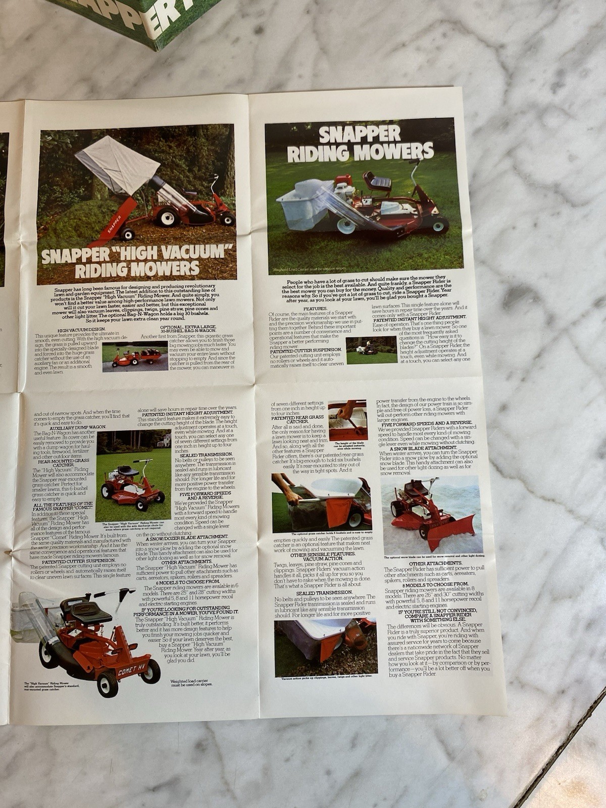 1970s-80s Snapper Lawn Mower & Tiller Original Advertising Foldout Brochure