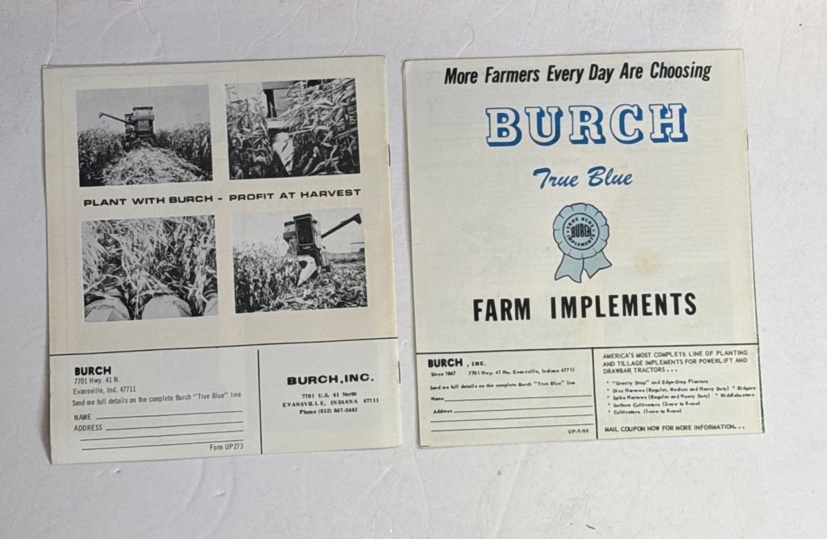 Original Burch Sales Brochures Universal Planter, Twin Row, All Purpose lot of 4
