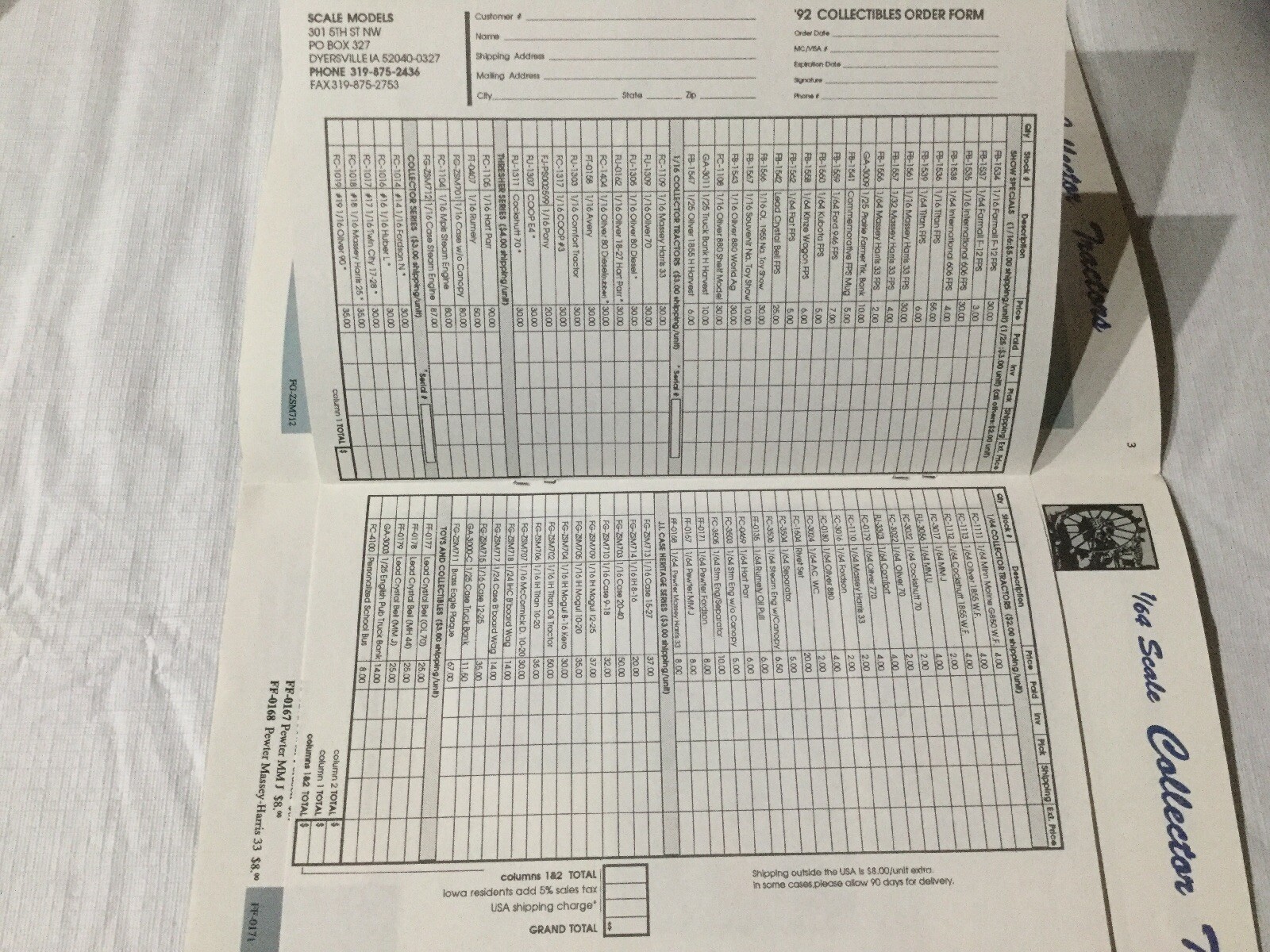 Joseph L. Ertl Scale Models 8 Pages 1992 Sales Brochure