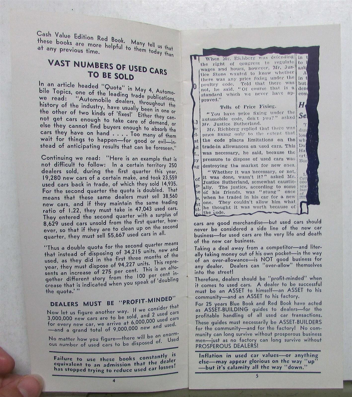 1935 NRA Profit Of Possibilities On Used Car Market Diagrams Brochure