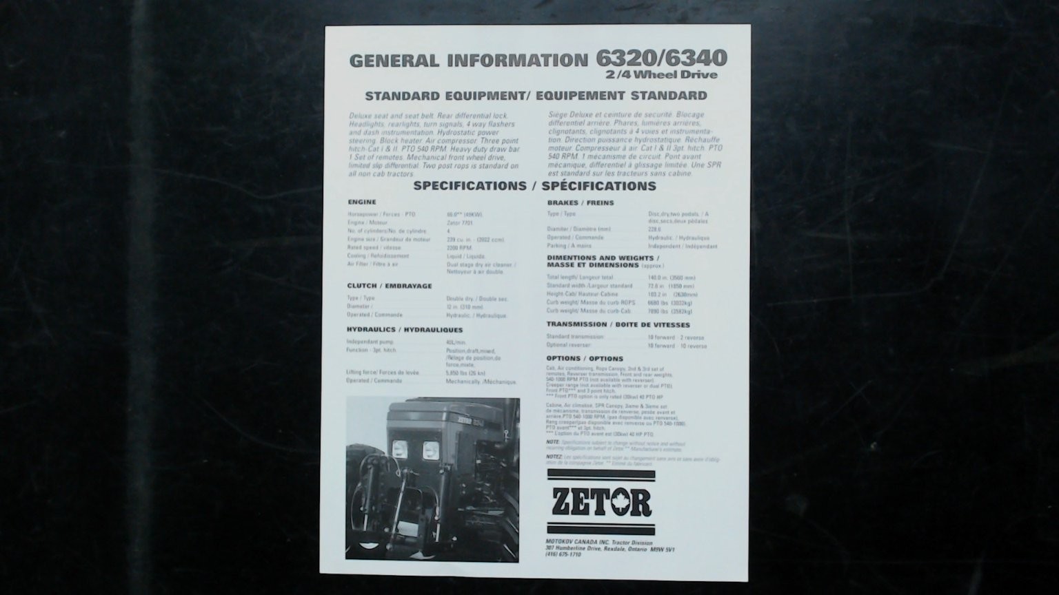 Zetor 6320 6340 Tractor Brochure 2/4 Wheel Drive Vintage Agriculture