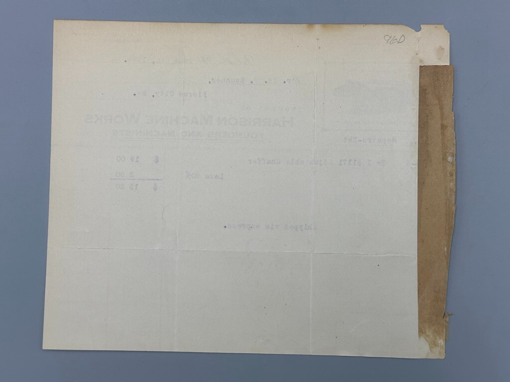 1928 BELLEVILLE THRESHER Harrison Machine Works Billhead FARM Advertising ILL