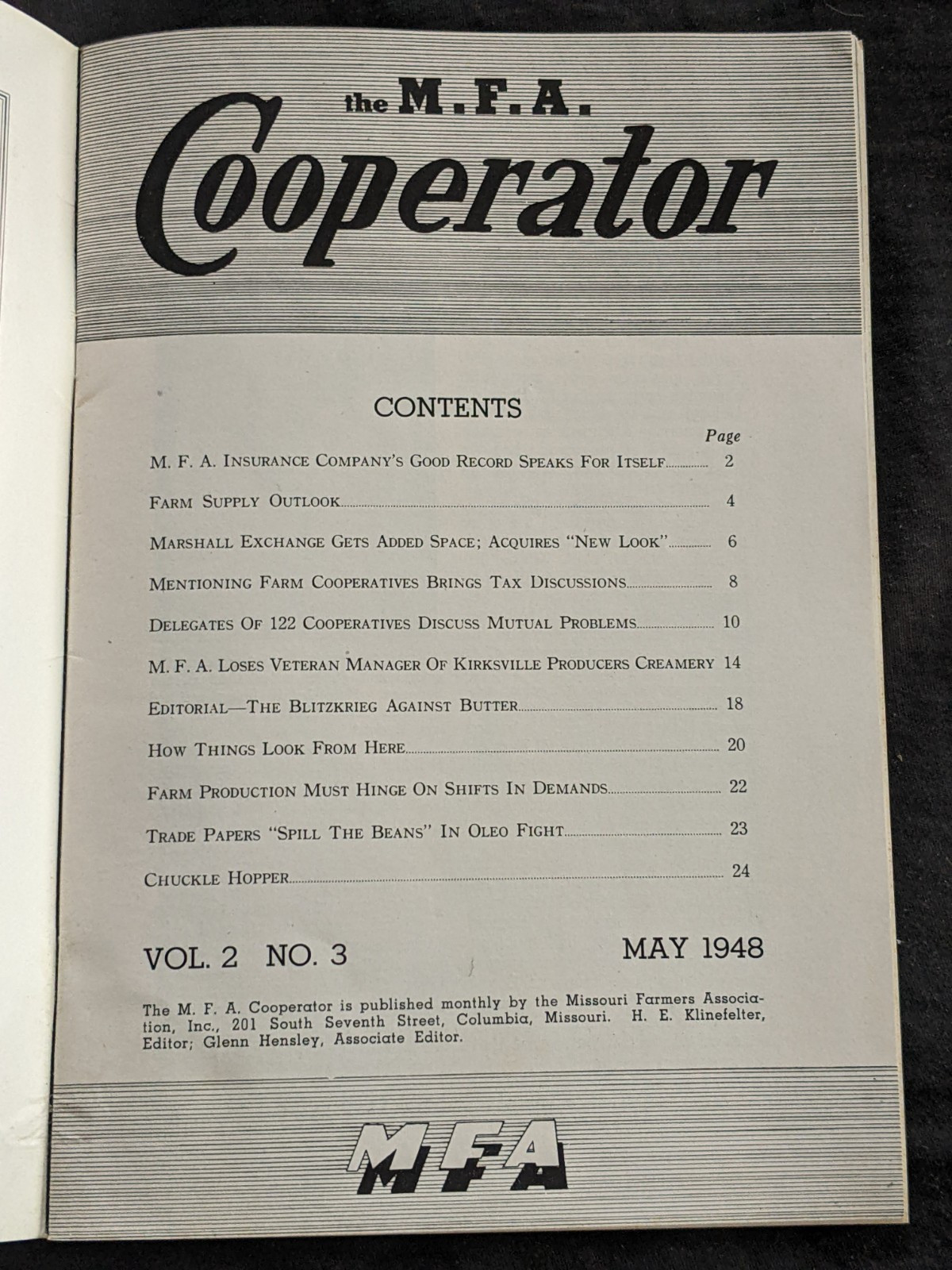 MFA-Missouri Farmers Association 1948 Cooperator Magazine