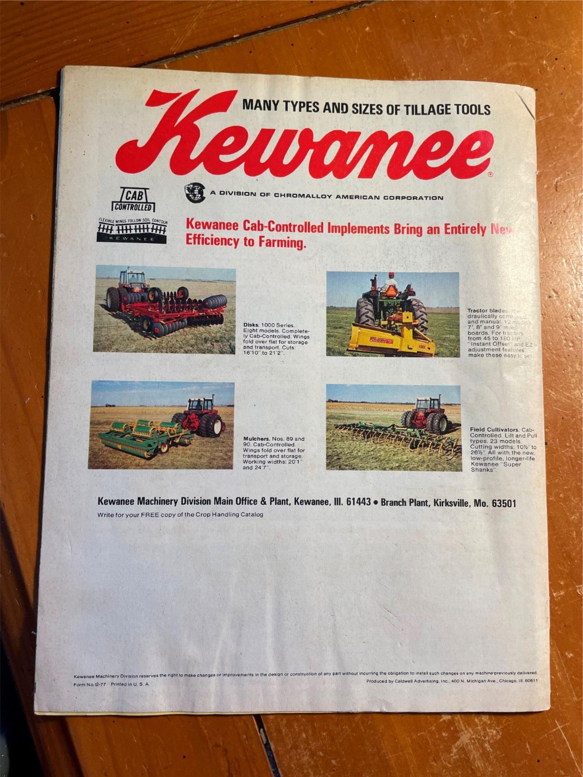 Kewanee Tillage Tools Farm Implement Catalog Brochure 1977 Chromalloy American