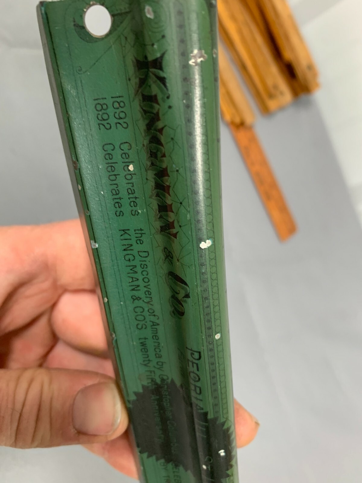 1892 KINGMAN & CO Farm Plow Wagon Binder Twine Bicycle METAL RULER Kansas City
