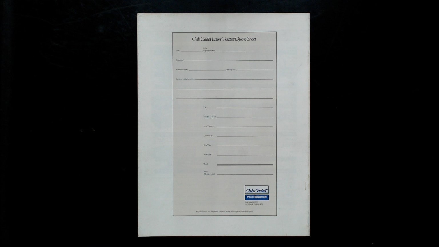 Cub Cadet 1320 Lawn Tractor Vintage Brochure Fuel-Saving Efficiency