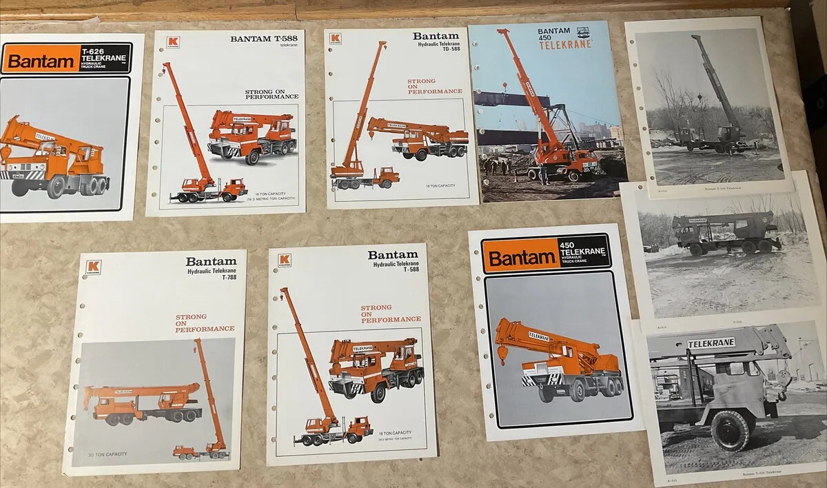 Lot Of Bantam, Koehring Telekrane, Telekruiser, Aquakrane Literature, Brochures