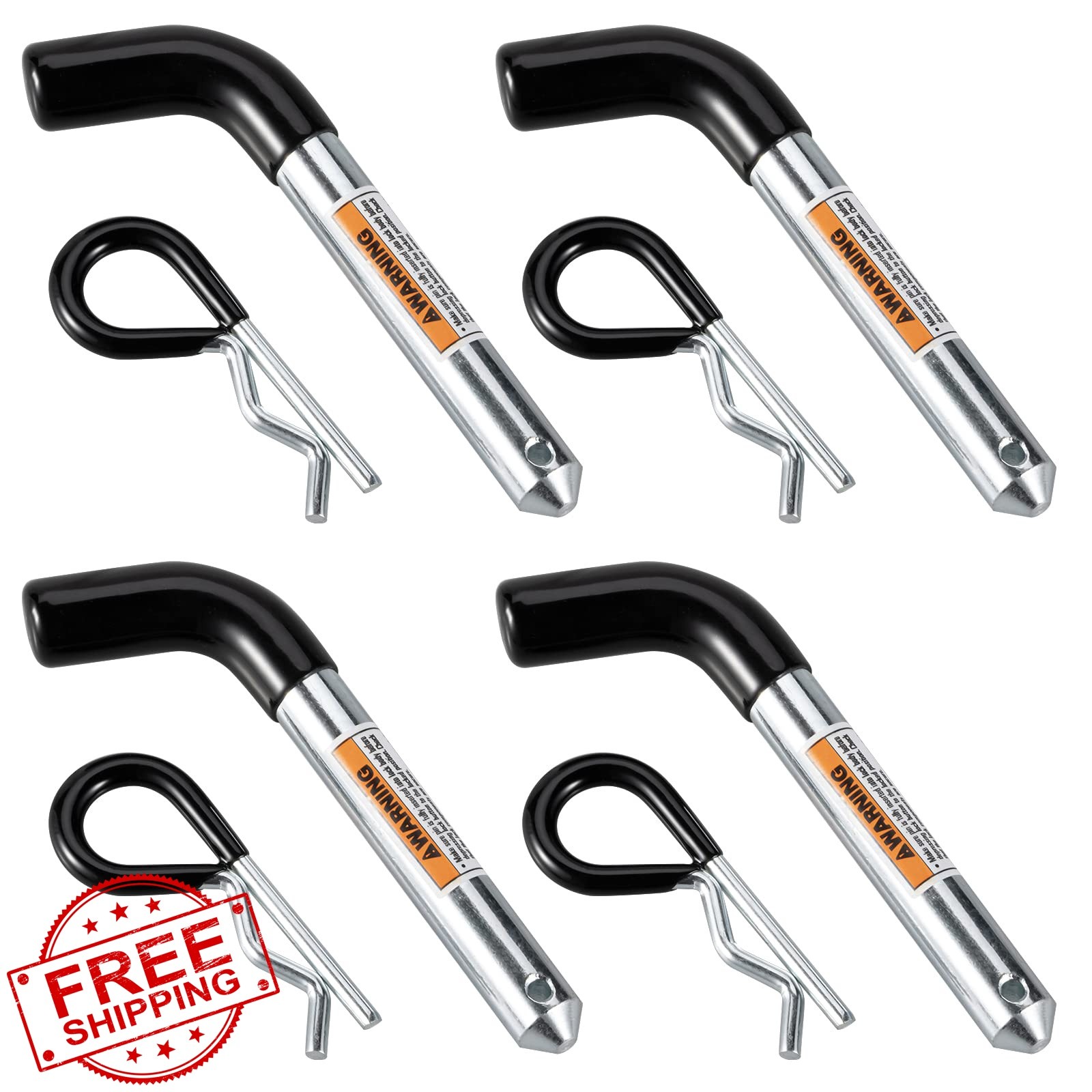 TOPSHINE Trailer Hitch Pin Clip 4 Pack 5/8 Inch Black