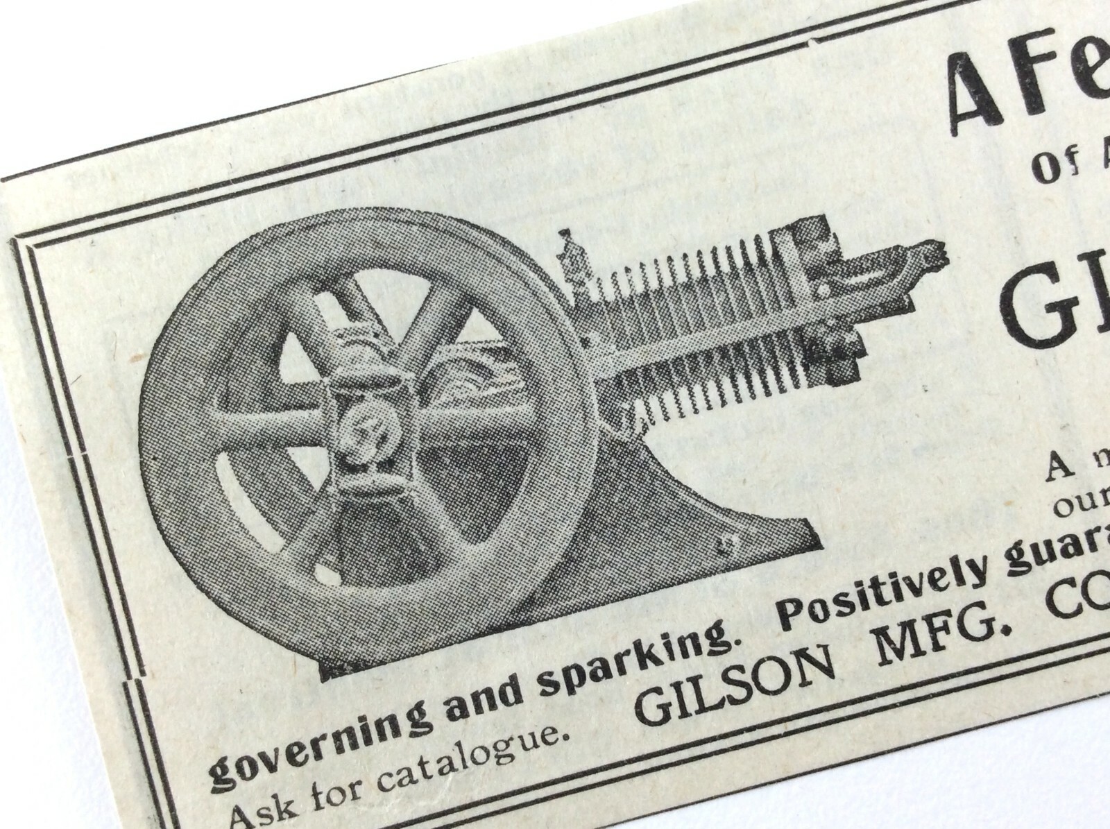 1909 Gilson Engine Agriculture Gilson Mfg Co Guelph Ontario Canada Print Ad 133A
