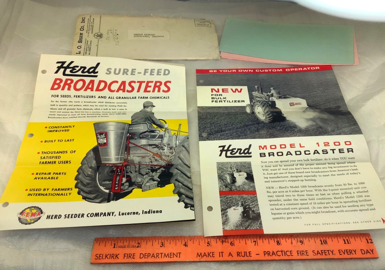 Herd Sure-Feed Broadcasters Fertilizer Seed Brochures Price Sheets Envelope