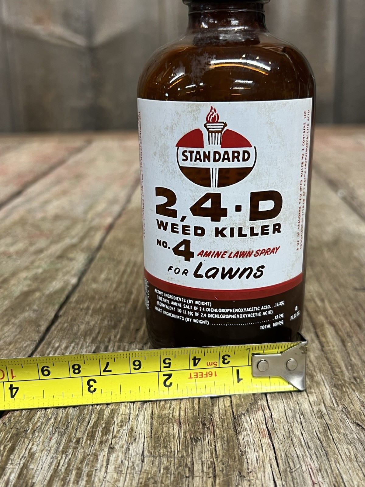 Vintage STANDARD 2,4 -D Weed Killer No. 4 Glass Bottle Empty