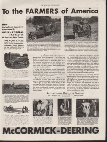 1933 MCCORMICK DEERING TRACTRACTOR TRACTOR TRUCK FARM AGRICULTURE AD 10343