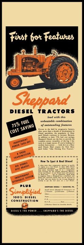 Sheppard Diesel Tractors NEW Sign, 12&Prime; x 36&Prime; USA STEEL XL Size – 4 POUNDS