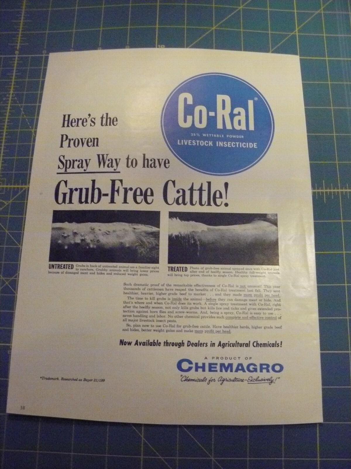 THE FARM QUARTERLY- AUTUMN 1959-AD- CO-RAL SPRAY – GRUB-FREE CATTLE / Chemagro