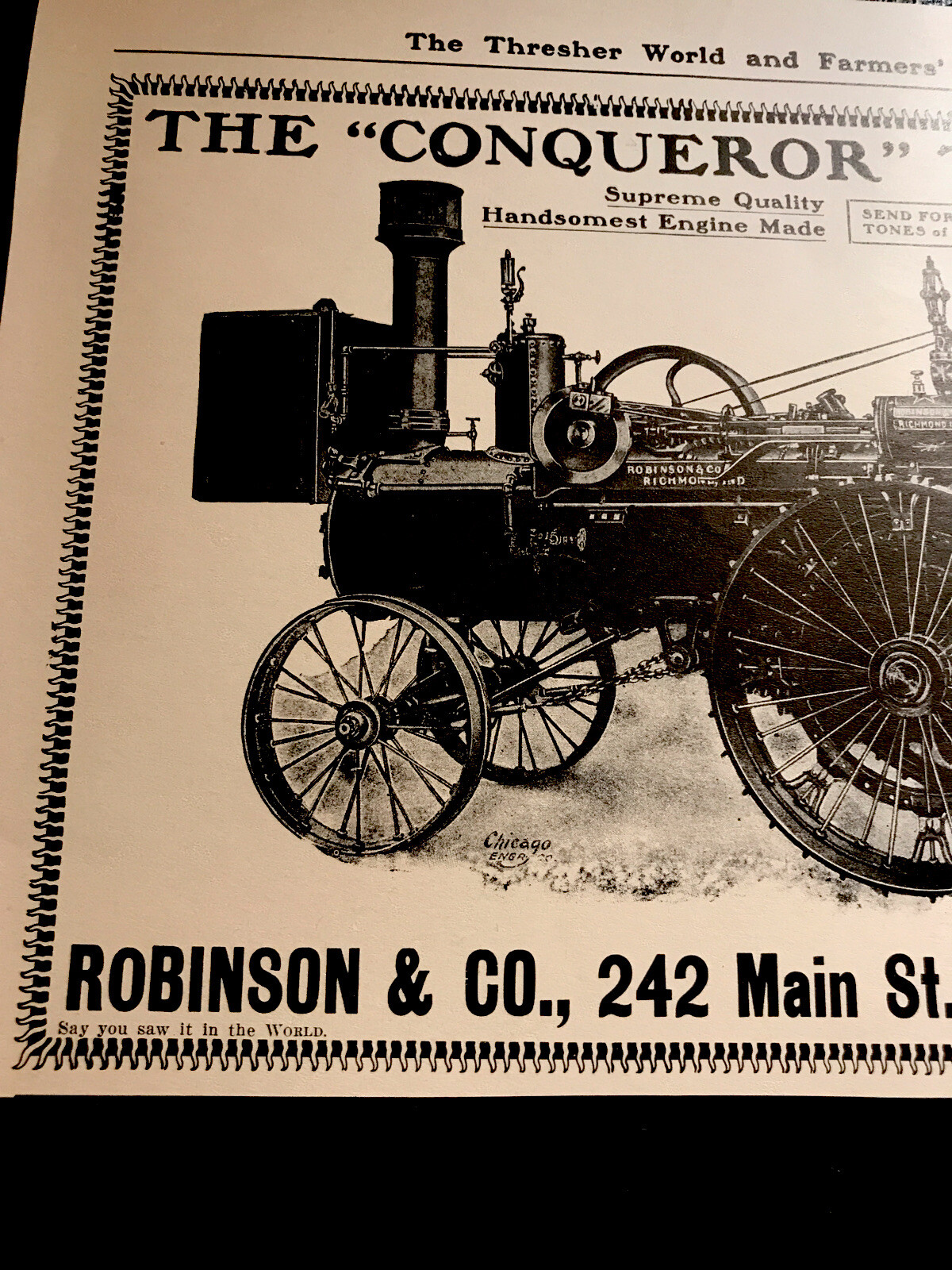 1903 Robinson Traction Engine Farm Implements Advertising – Richmond – Indiana