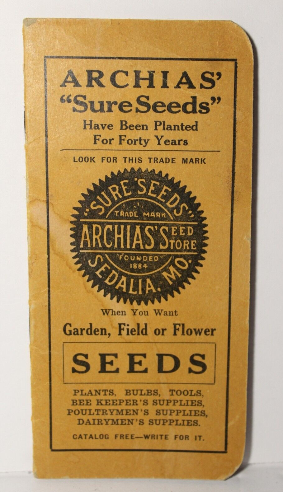 1926 Vintage Antique Archias Farm Seeds Ledger Book Sedalia Missouri Feed Store