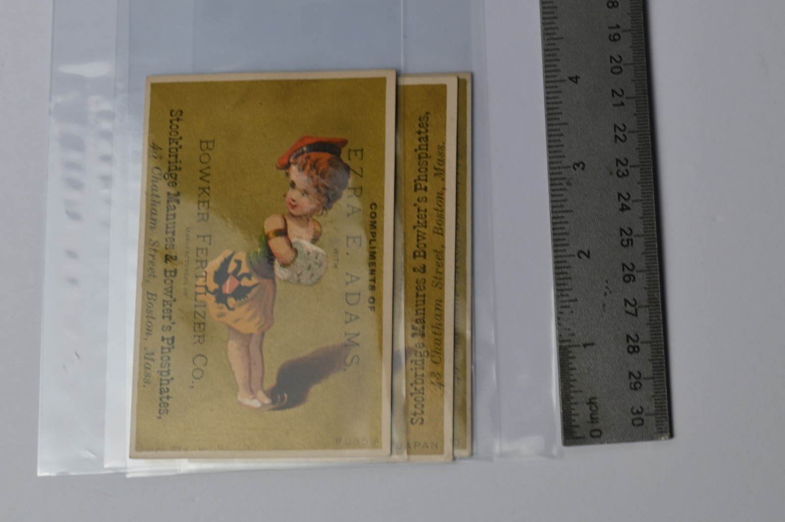 Bowker Fertilizer Co Boston Mass Trade Card Lot of 4