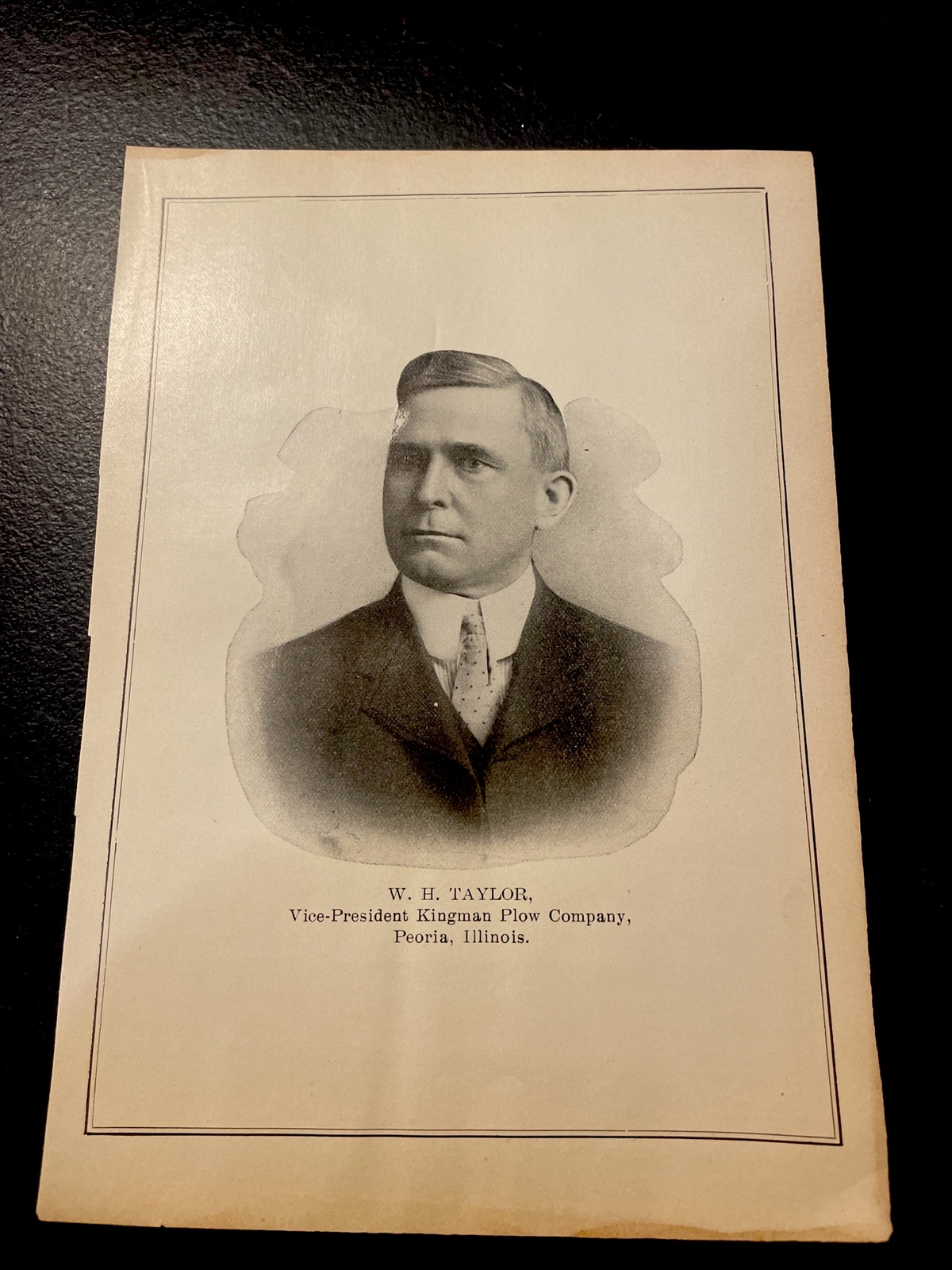ORIGINAL 1907 Taylor Portrait Kingman Plow Co. Farm Advertising – Peoria, IL