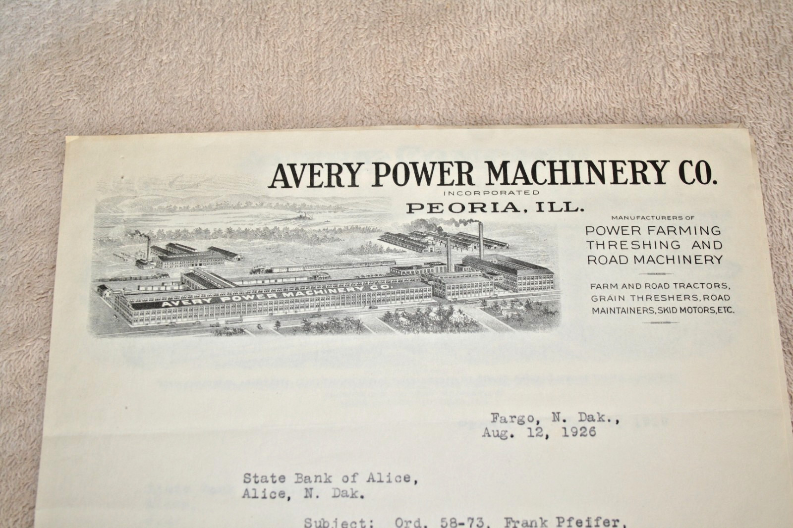 AVERY LETTERHEAD 1919 & 1926